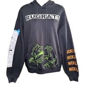 Nickelodeon Rugrats Reptar Hoodie Pullover‎ Sweatshirt Black Size M Medium 90’s